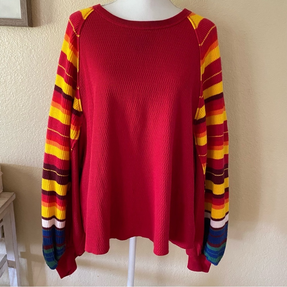 Free People We The Free Rainbow Dreams Slouchy Thermal Top